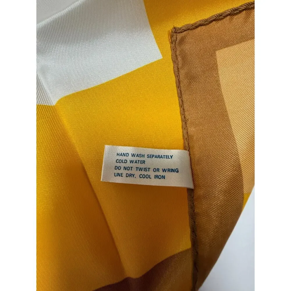 Colorblock Silk-Feel Square Scarf White Gold Brown Chic Minimalist Style 22.5